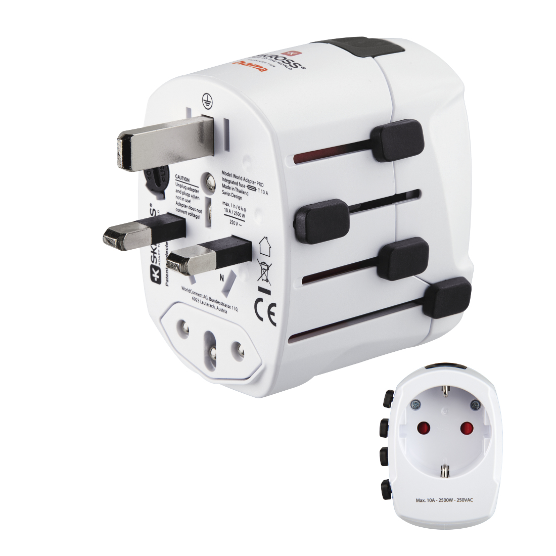 HAMA Adaptateur de voyage 00223471 universel 3 fiches 1750W blanc compact