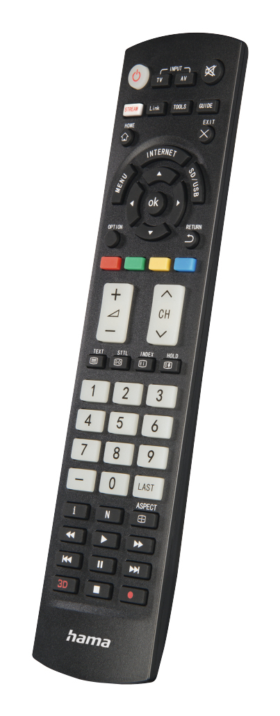 HAMA Mando a distancia universal 00221064 para TV Panasonic IR inalámbrico, 56 botones, carcasa reciclada
