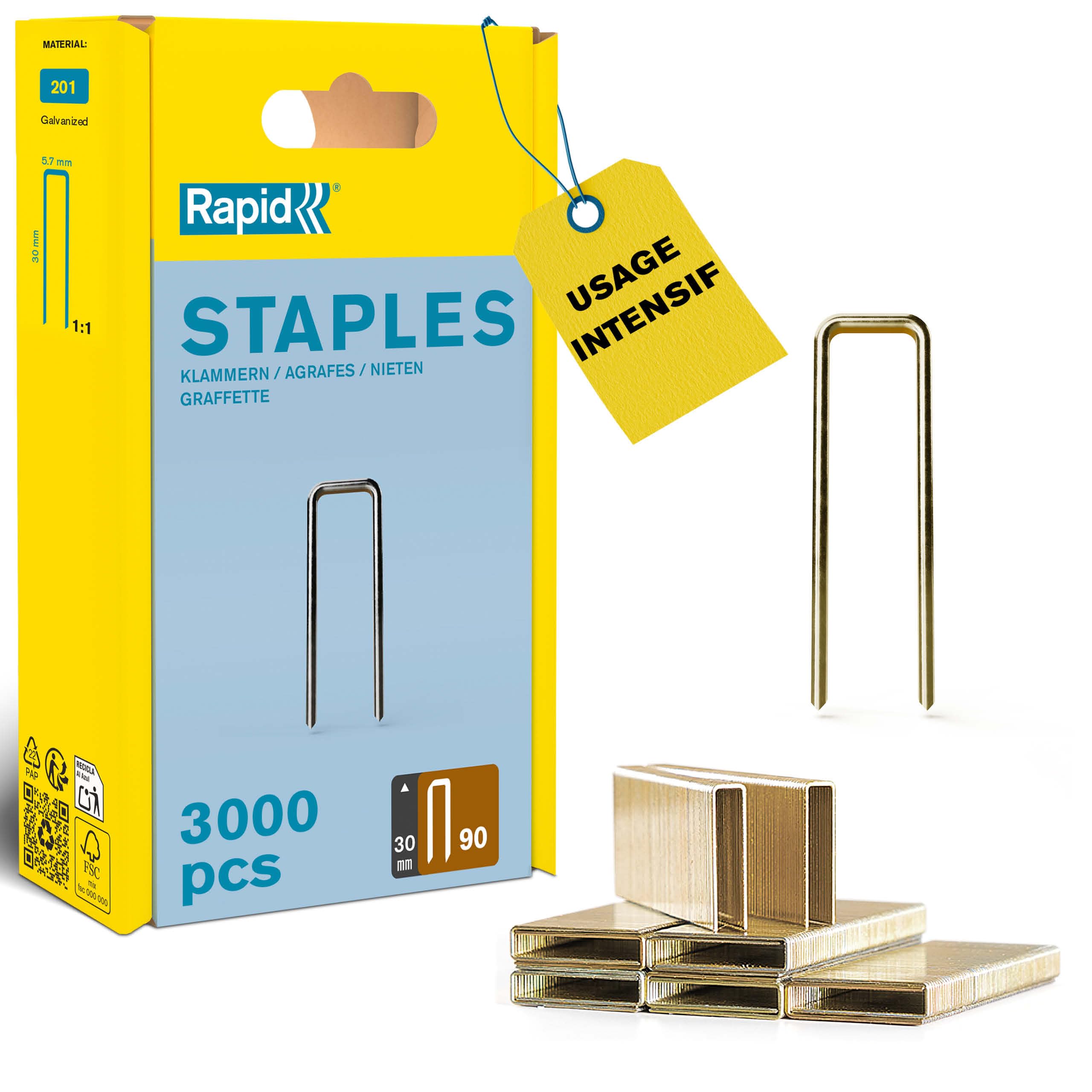 Rapid Agrafes n°90 30mm , 3000 pièces