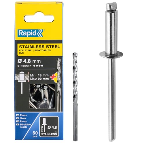 Rapid Rivets inoxydables Ø4.8x25mm Acier inoxydable et acier