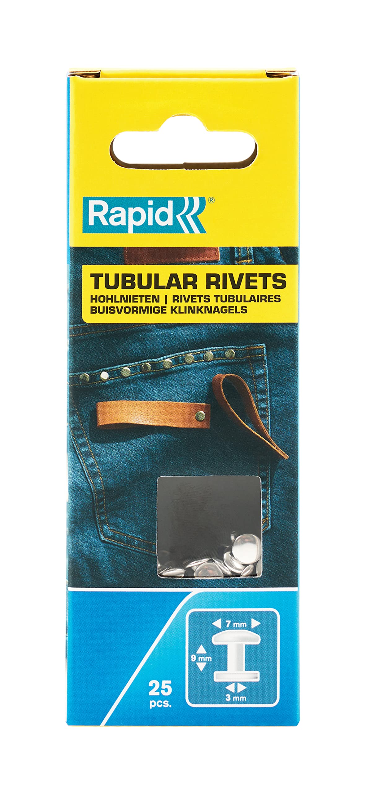 Rapid Rivet tubulaire vendu par 25 5000414 en acier Ø 7 x L.9 mm Ø de la tige 3 mm