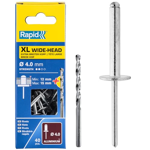 Rapid Rivets XL Ø4 x 18mm Aluminium, 40 pièces
