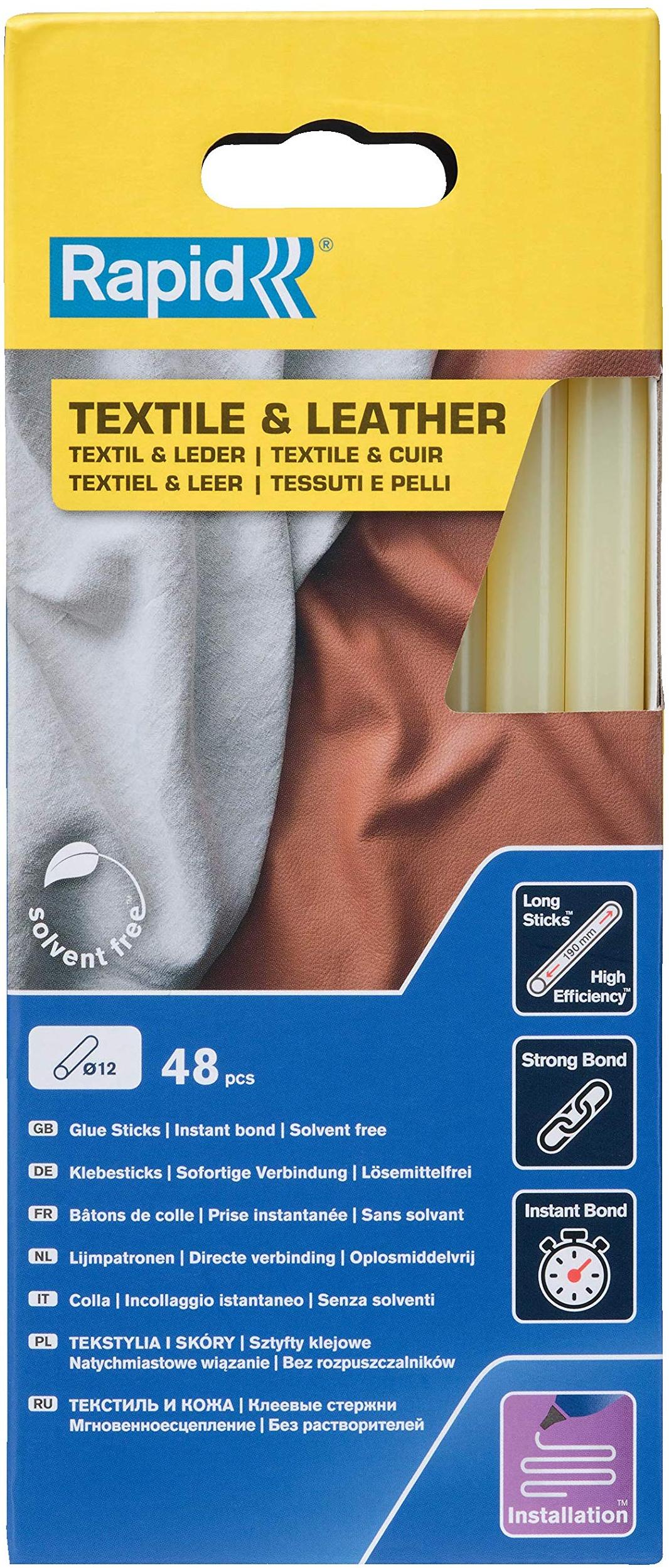 Rapid Bâtons de colle pour textiles & cuir Ø12mm x 190mm, lot de 48
