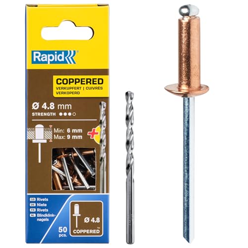 Rapid Rivet cuivre ø4.8 x 12 mm + foret , lot de 50