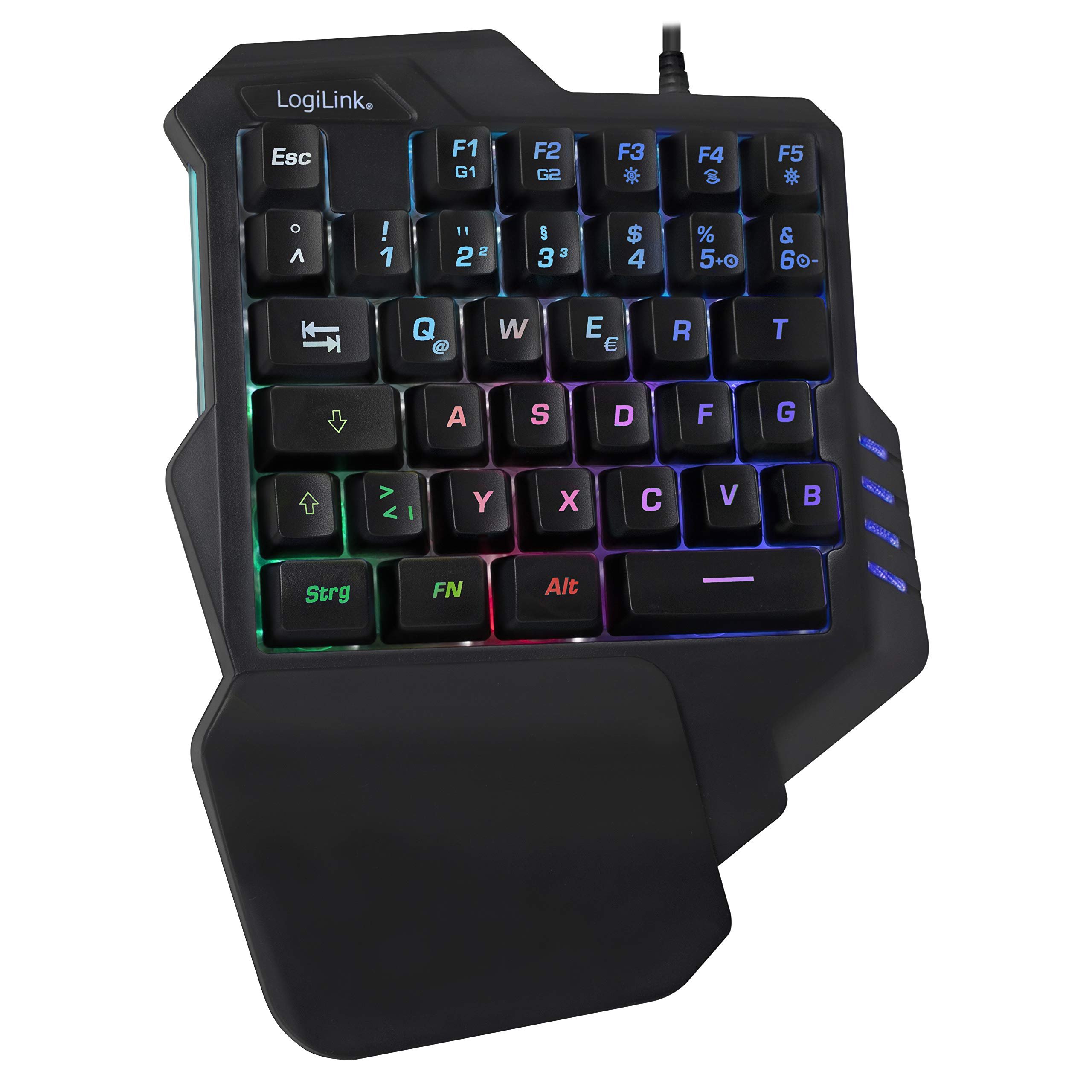 LOGILINK Clavier de jeu éclairé à une main