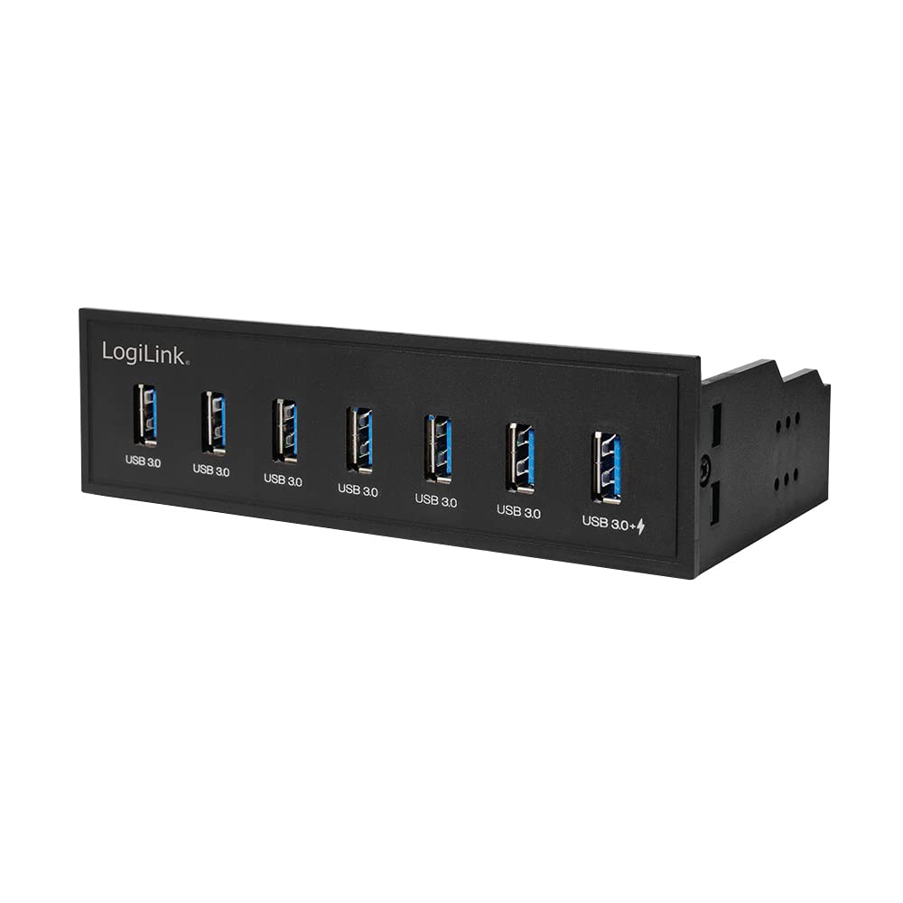 LOGILINK Panneau avant, 5,25, 7 x USB 3.0 Type-A, port de charge rapide
