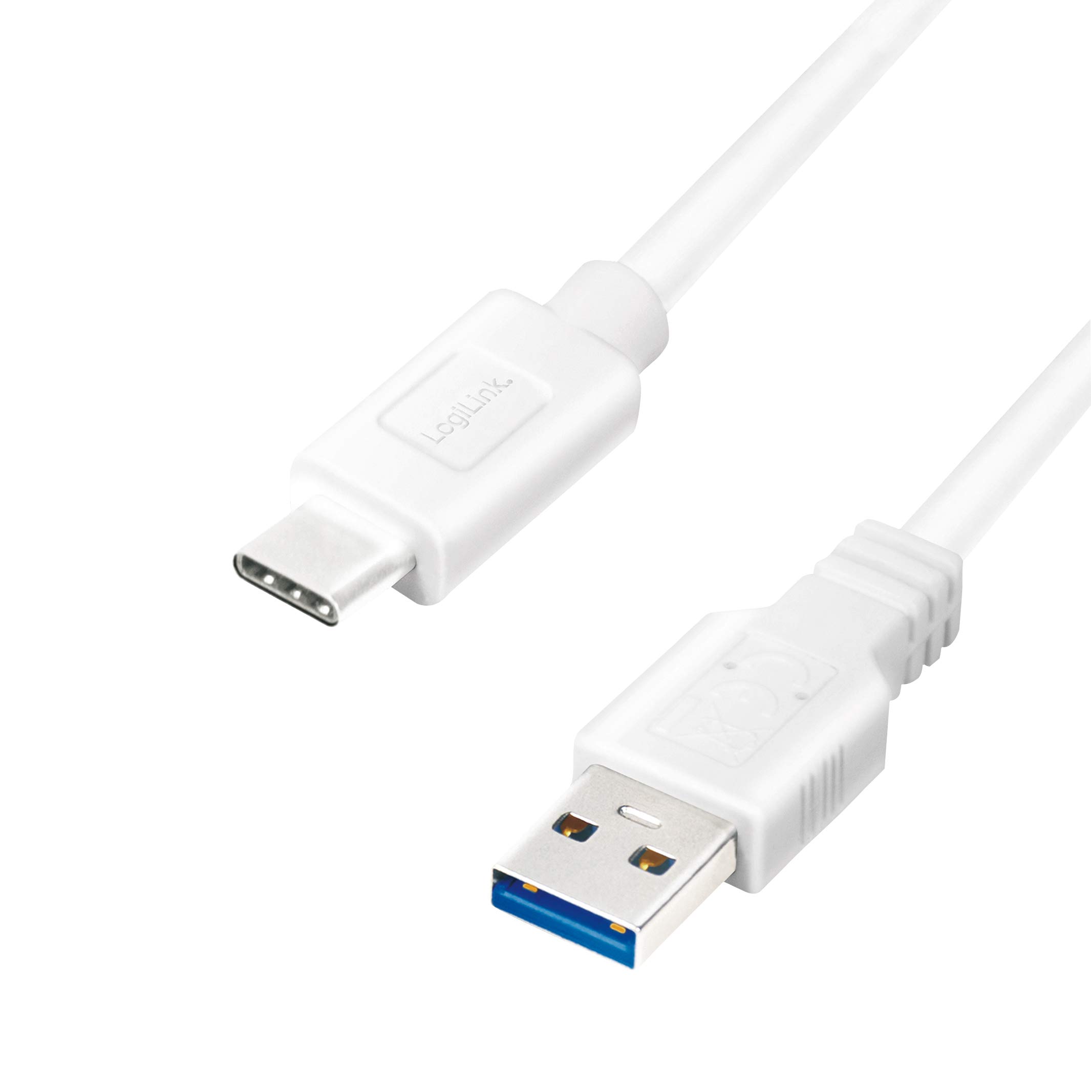 LOGILINK USB-C Kabel 3.2 Gen1, C/M zu USB-A/M, weiß 2,0m