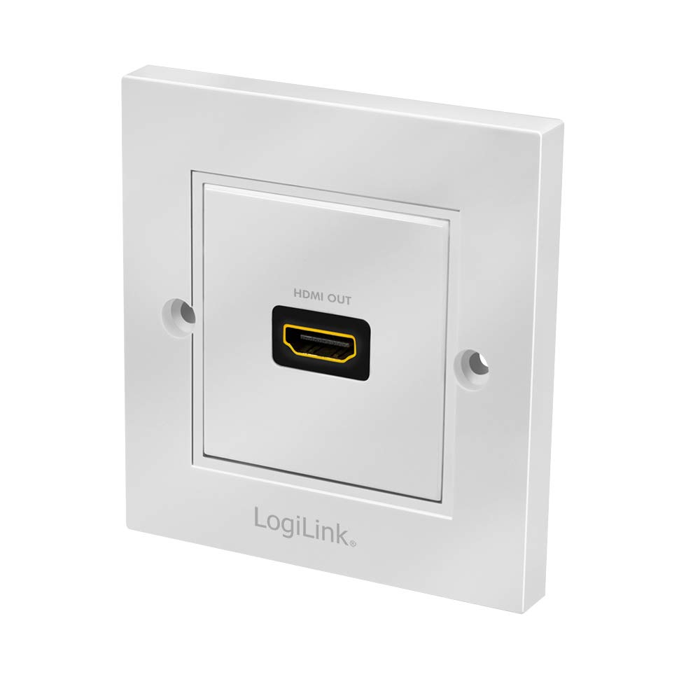 LOGILINK HDMI Wanddose, 1-fach, mit HDMI-Verbinder F/F weiß
