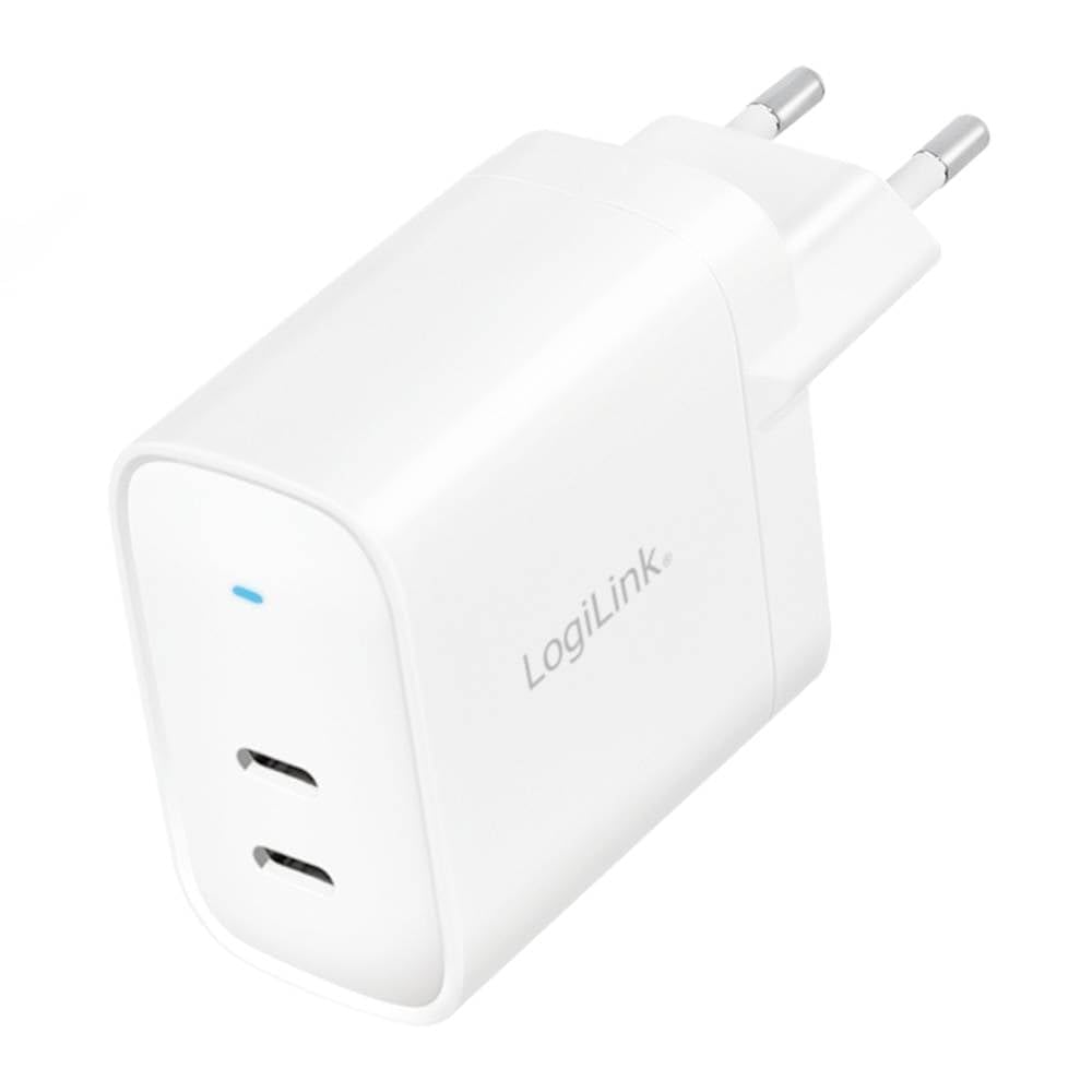 LOGILINK Steckdosenadapter, 2x USB-C, GaN, 40W