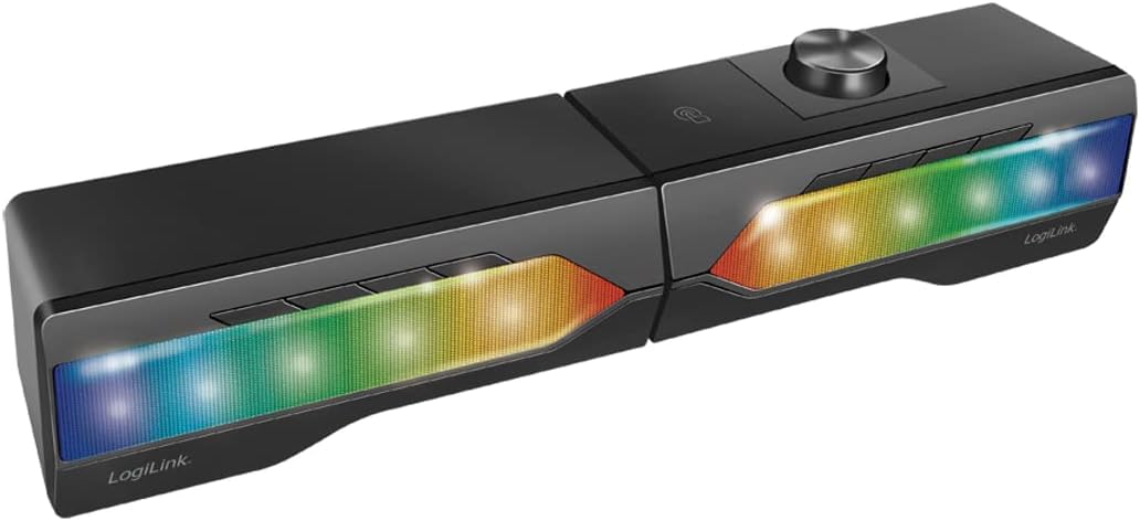 LOGILINK Mobile Soundbar mit Party-Light, 2in1 Gaming Sound