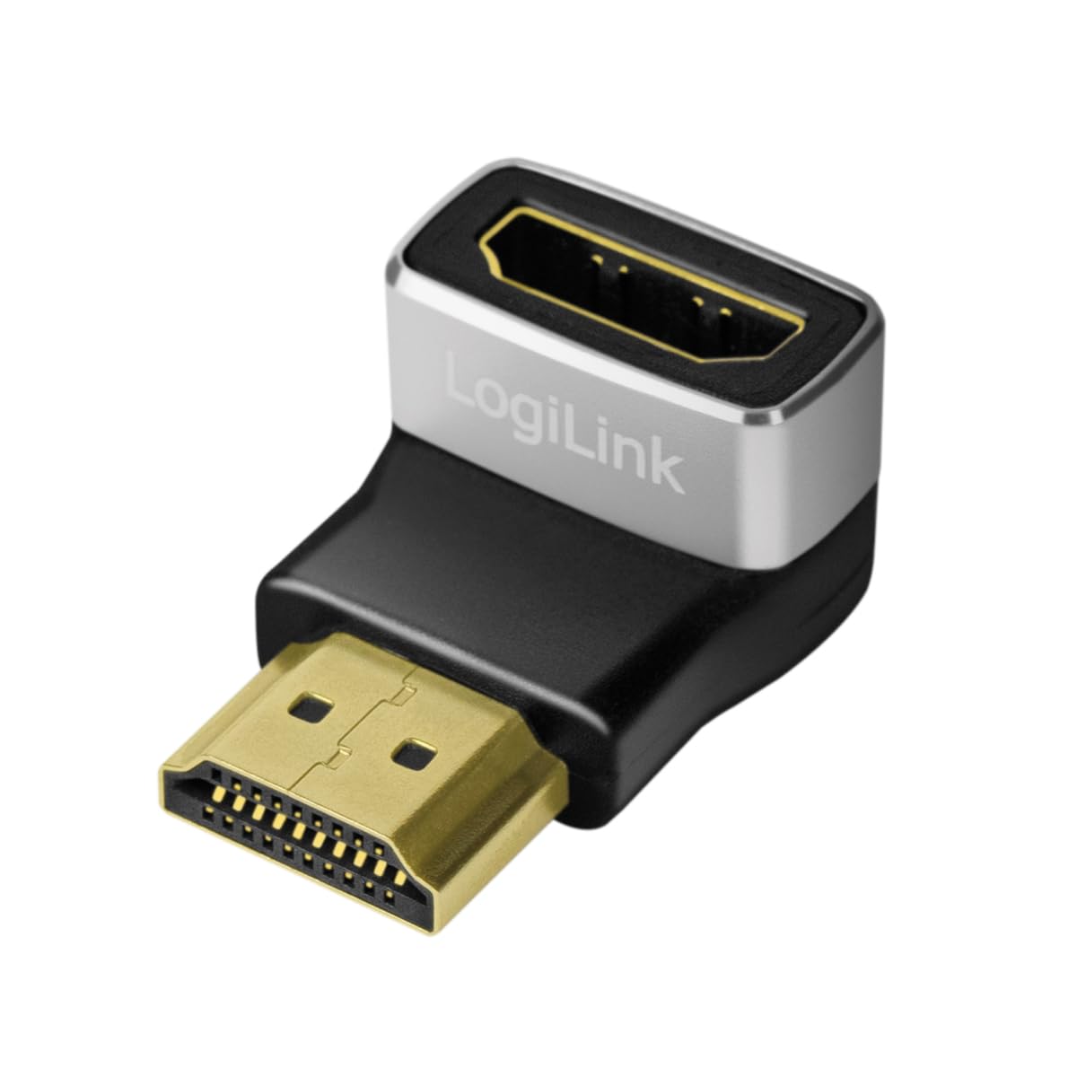 LOGILINK HDMI Adapter, A/M > A/F 90° gew. 8K/60Hz schwarz/gr