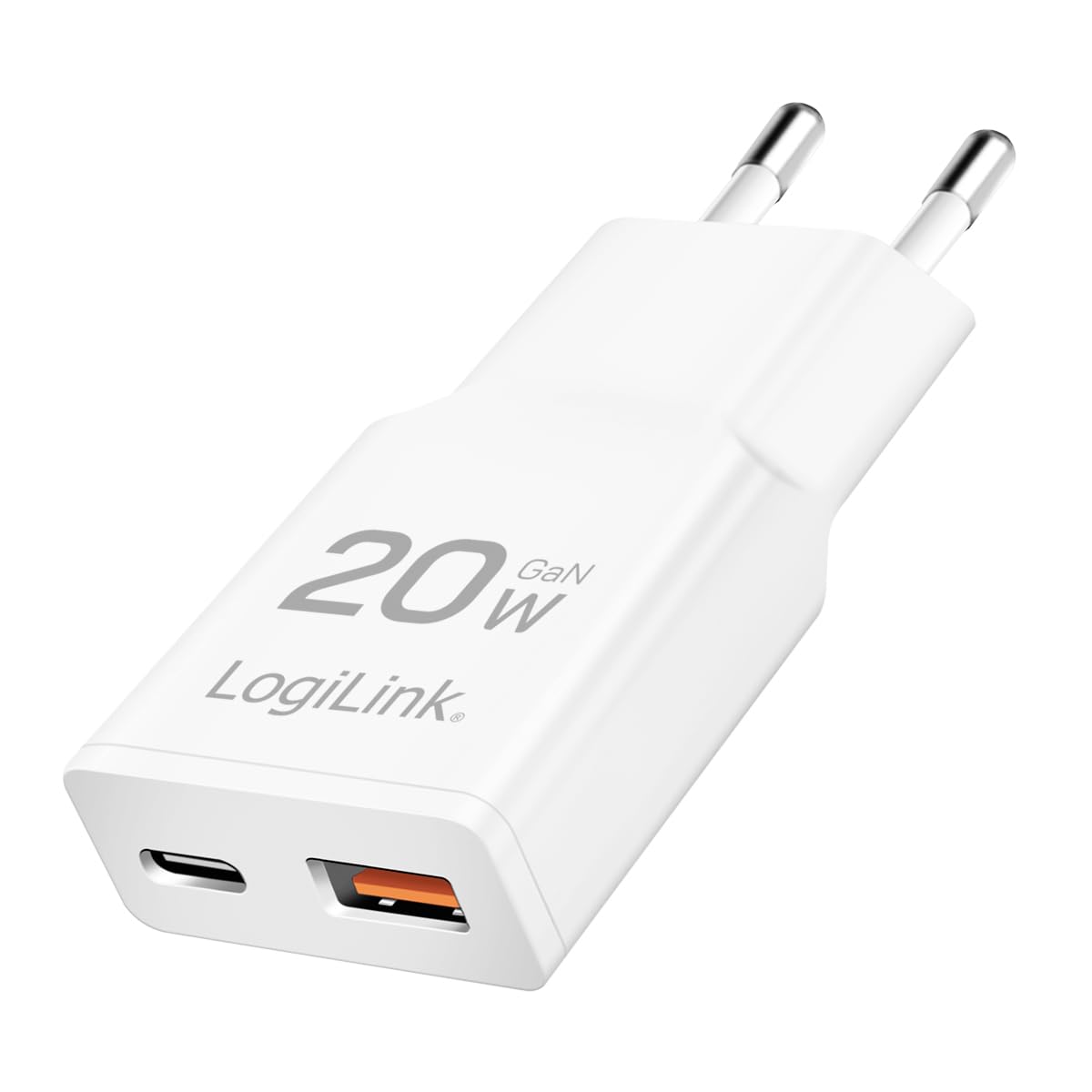 LOGILINK Dual-USB GaN-Ladegerät, 20W, weiß, extra schmal