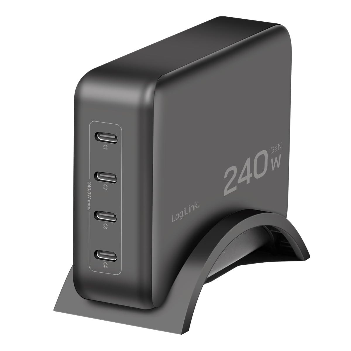 LOGILINK GaN-Ladegerät, 240W, 4x USB-C (PD 3.1), smart schw.