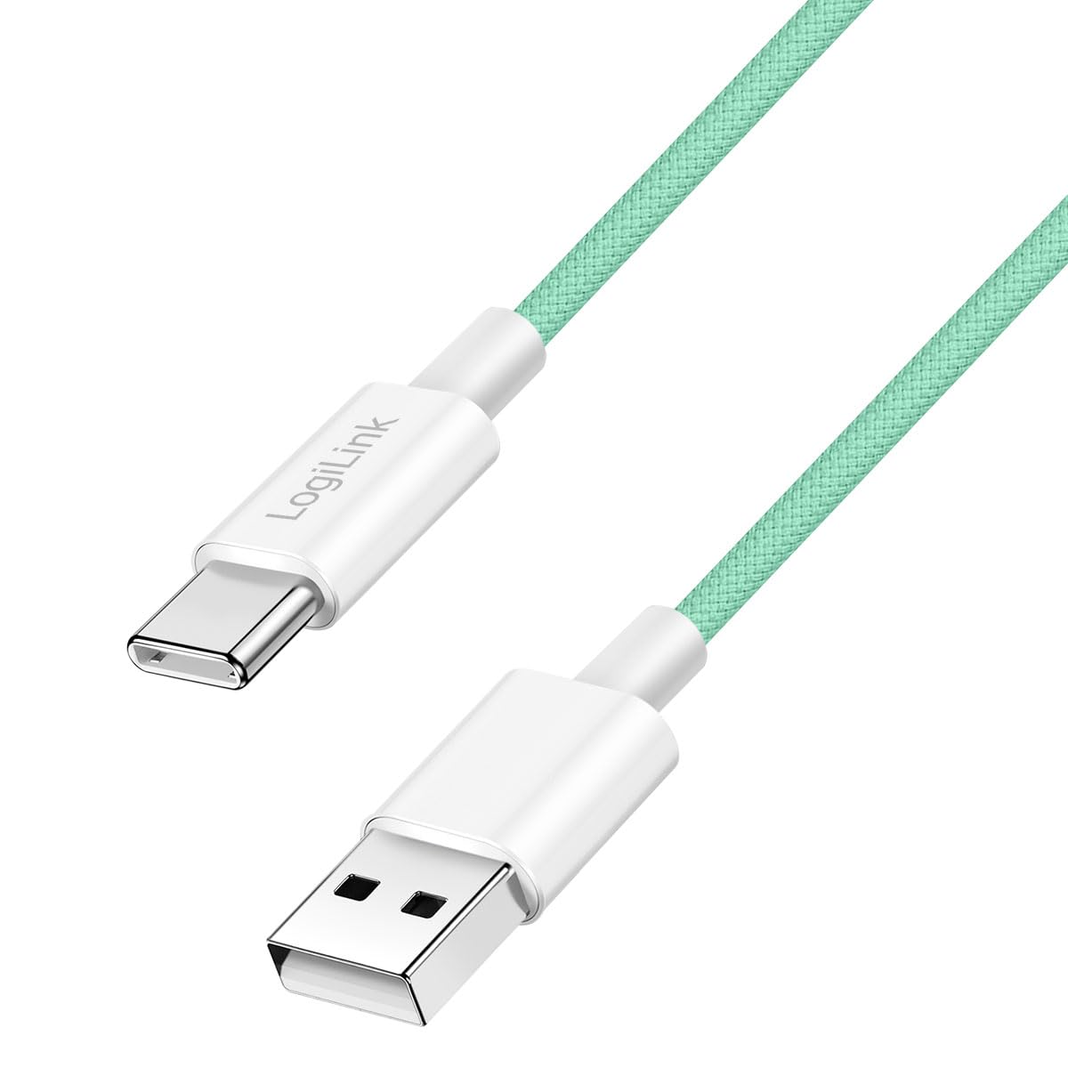 LOGILINK USB 2.0 Typ-C Kabel C/M > A/M, Nylon, 60W grün 1m