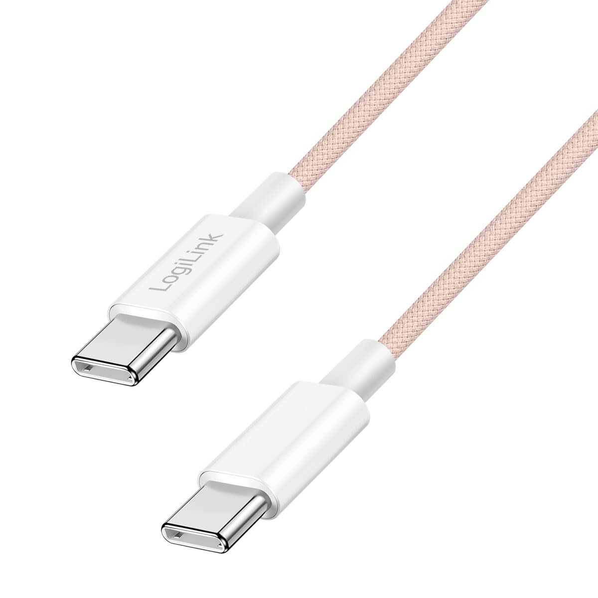 LOGILINK USB 2.0 Typ-C Kabel C/M > C/M, Nylon, 60W rosa 1,5m