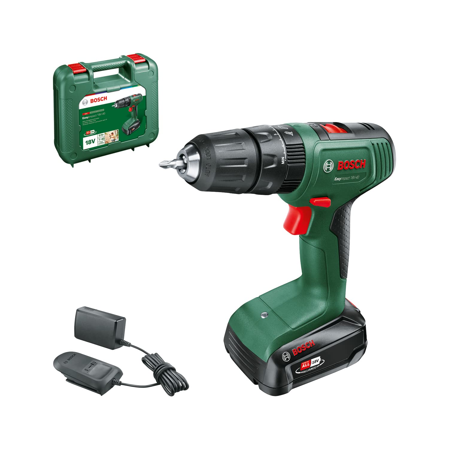 Bosch Perceuse à percussion sans fil EasyImpact 18V-40 vert/noir