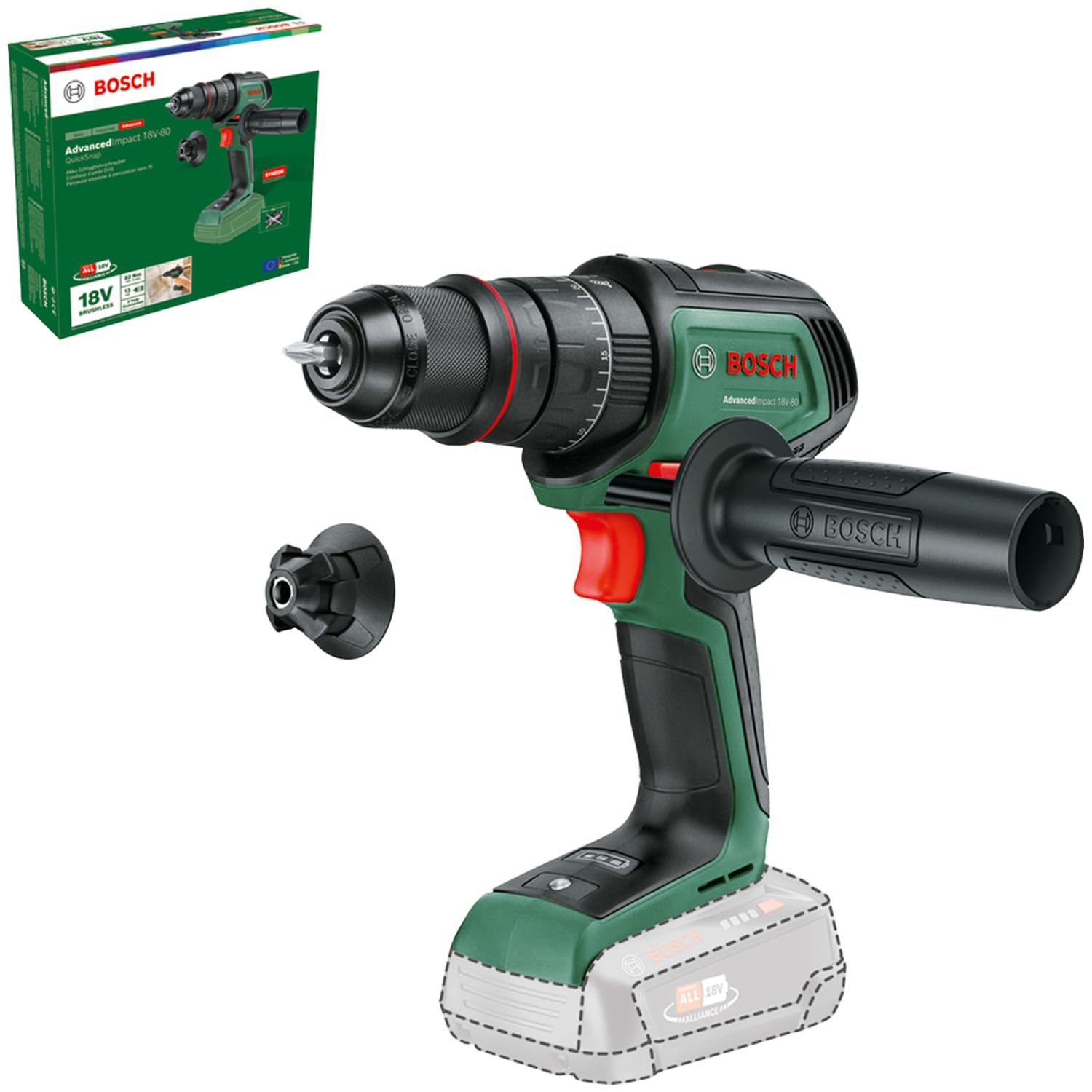 Bosch Perceuse à percussion sans fil  Advanced impact 18V 80 Quick sans batterie