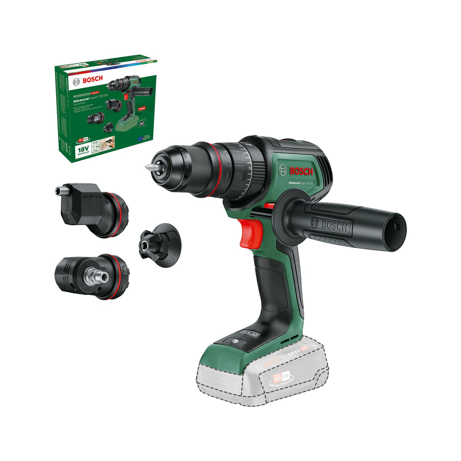 Bosch Akku-Schlagbohrschrauber AdvancedImpact 18V-80 QuickSnap Solo