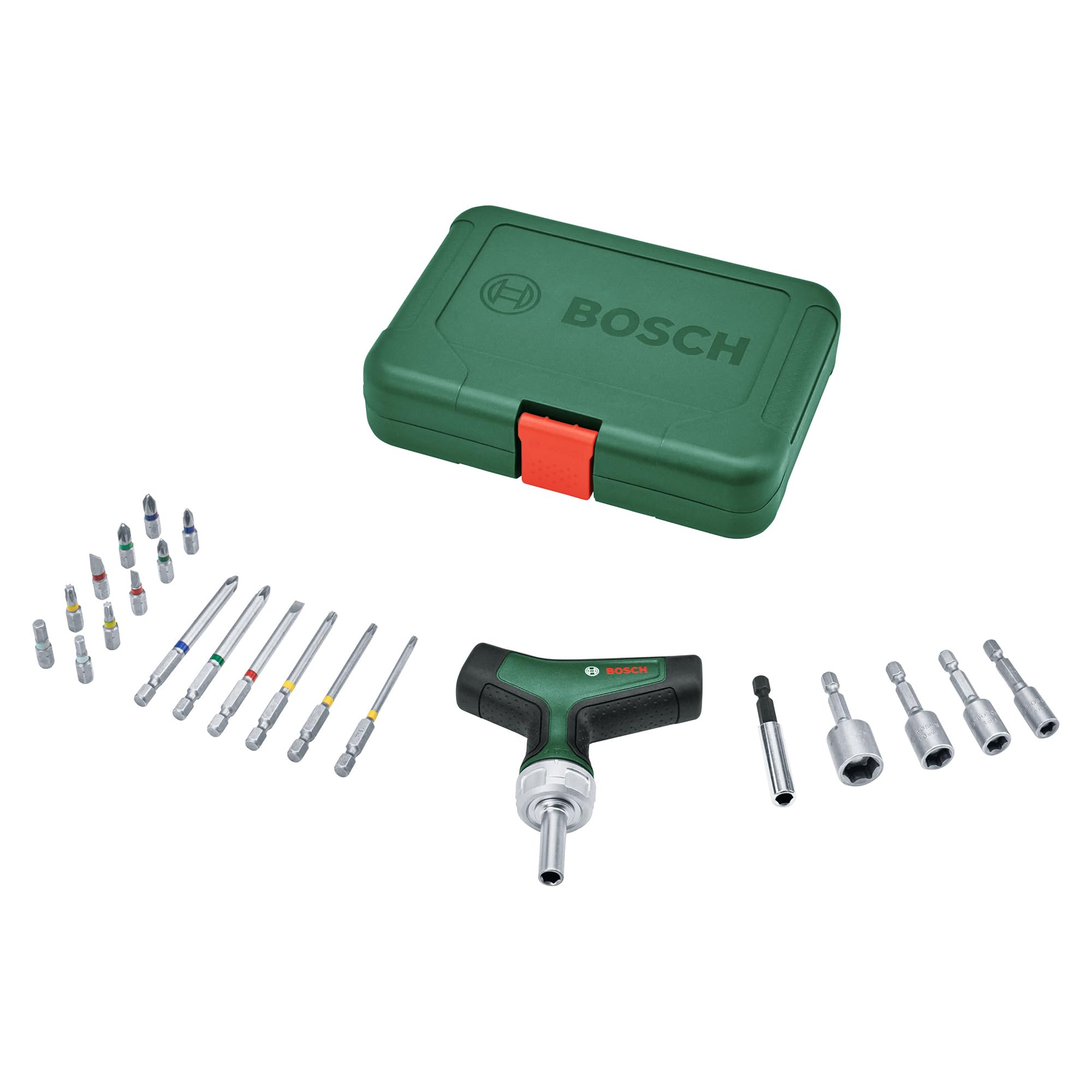 Bosch Bit-Ratschenschraubendreher T-Griff avec Bit-Satz