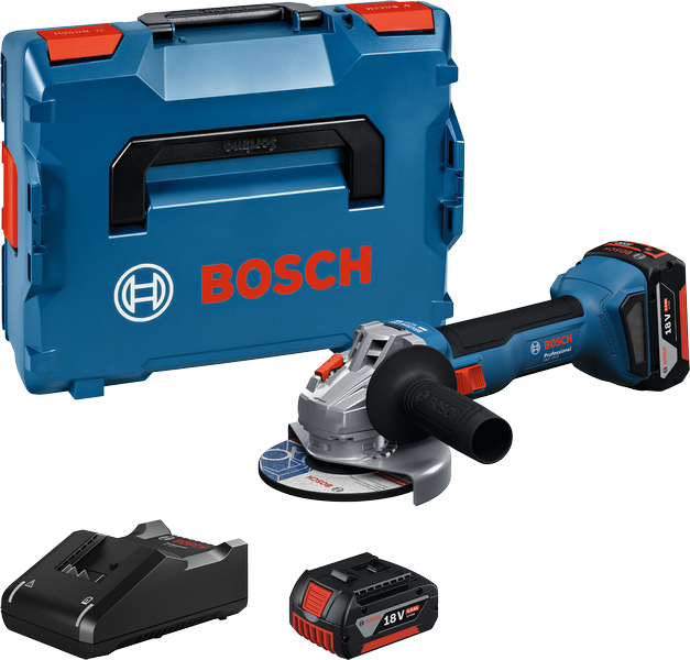 Bosch Meuleuse Ø125 mm GWS 18V-8 + 2 batteries GBA 18V 4 Ah + Chargeur GAL 18V-40
