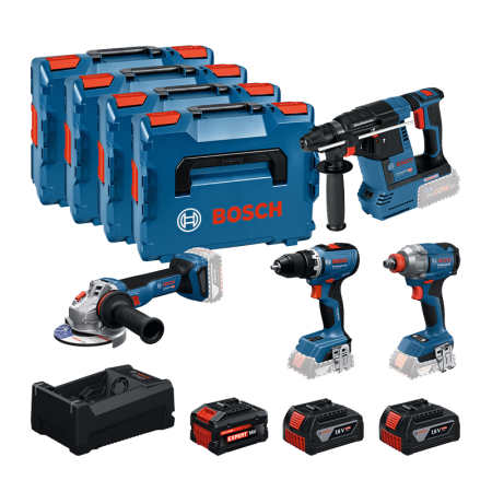 Bosch Pack 4 outils 18V (GSR 18V-65 + GDX 18V-285 + GBH 18V-26 + GWS 18V-11)