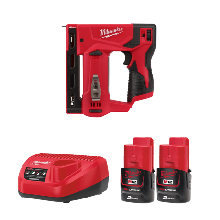 Milwaukee Agrafeuse 12V M12 BST-0 + 2 batteries 12V 2 Ah + chargeur C12C