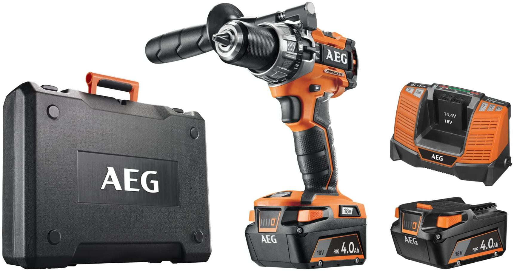 AEG perceuse aeg à percussion BSB18C2BL-402C 18.0 V avec batterie sans fil 4.0 Ah