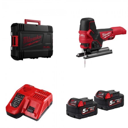 Milwaukee Scie sauteuse 18V M18 FBJS-0X + 2 batteries 18V 5 Ah + chargeur M12-18FC