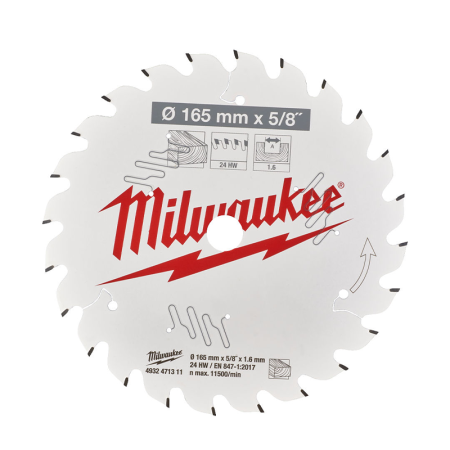 Milwaukee Lame de scie circulaire bois Ø165 mm 24 dents