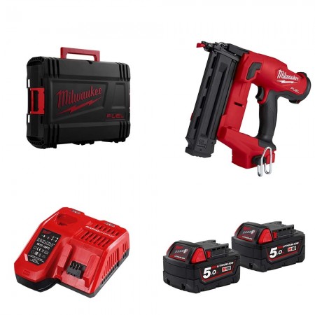 Milwaukee Cloueur de finition 18V M18 FN18GS-0X + 2 batteries 18V 5 Ah + chargeur M12-18FC