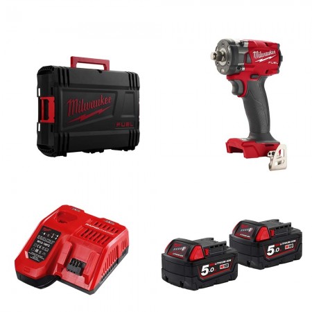 Milwaukee Boulonneuse à choc ½ 18V M18 FIW2F12-0X + 2 batteries 18V 5 Ah + chargeur M12-18FC