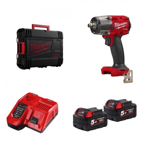 Milwaukee Boulonneuse à choc ½ 18V M18 FMTIW2F12-502X + 2 batteries M18 B5 + chargeur M12-18FC