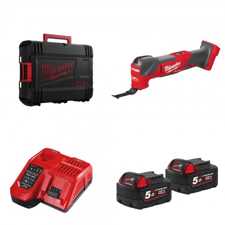 Milwaukee Multi-Tool 18V M18 FMT-0X + 2 batteries 18V 5 Ah + chargeur M12-18FC