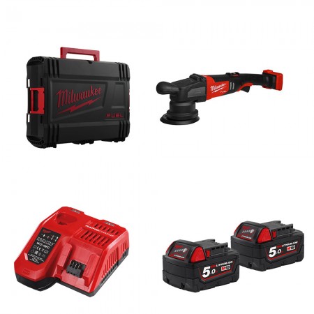 Milwaukee Polisseuse orbitale M18 FROP15-502X + 2 batteries 18V 5 Ah + 1 chargeur M12-18FC