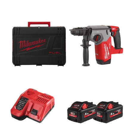 Milwaukee Perforateur SDS-Plus M18 FHX-552X + 2 batteries 18V HB 5,5 Ah + chargeur M12-18 FC