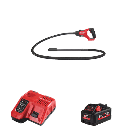 Milwaukee Aiguille vibrante 18V M18 FCVN24-551 2,4m + 1 batterie HB 5,5 Ah + Chargeur M12-18 FC