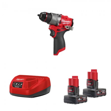 Milwaukee Perceuse visseuse à percussion 12V M12 FPD2 + 2 batteries 12V 4 Ah + chargeur C12C
