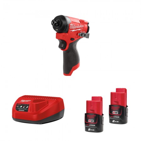 Milwaukee Visseuse à chocs 12V M12 FID2-0 + 2 batteries 12V 2 Ah + chargeur C12C