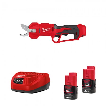 Milwaukee Sécateur M12 BLPRS-202 + 2 batteries 12V 2 Ah + 1 chargeur C12C