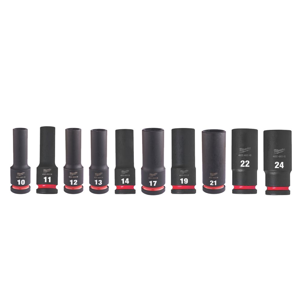 Milwaukee Coffret de 10 douilles longues 1/2“ SHOCKWAVE™ IMPACT Ø10-24 mm