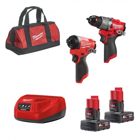 Milwaukee Pack 2 outils 12V M12 FPP2A2-402X (perceuse visseuse à percussion M12 FPD2 + visseuse à chocs M12 FID2)