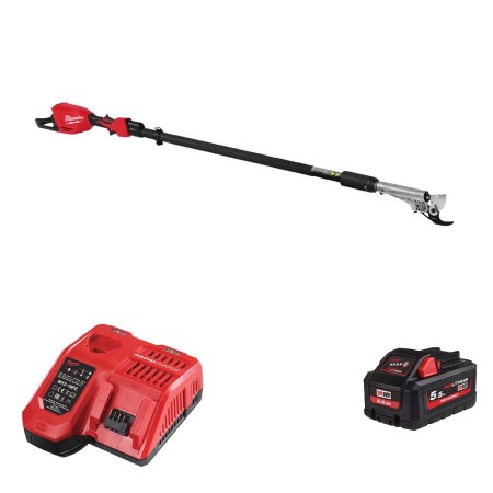 Milwaukee Sécateur sur perche télescopique M18 BLTS-551 + 1 batterie HB 5,5 Ah + chargeur M12-18 FC