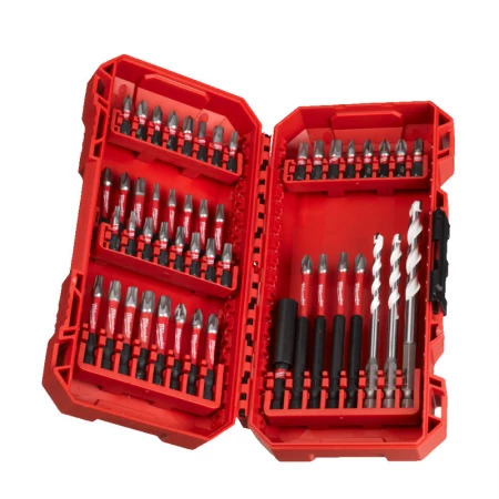 Milwaukee Coffret de 44 embouts de vissage Shockwave + 1 porte-embouts + 3 mèches