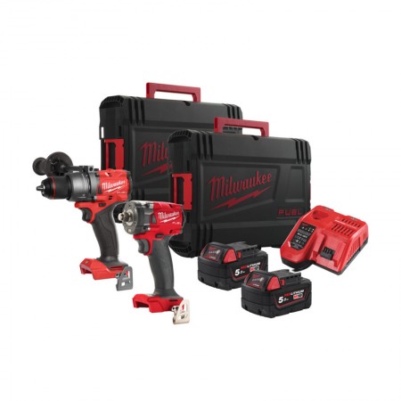 Milwaukee Pack 2 outils 18V perceuse-visseuse à percussion M18 FPD3 + boulonneuse M18 FIW2F12