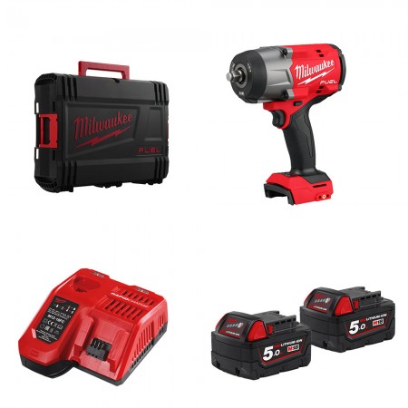 Milwaukee Boulonneuse à chocs ½″ M18 FHIW2F12-0X + 2 batteries 18V 5 Ah + chargeur M12-18FC