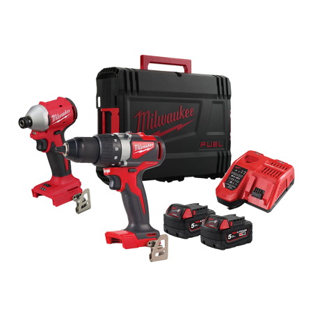 Milwaukee Pack 2 outils 18V M18 BLPP2B3-502X (visseuse à chocs M18 BLIDR-0X + perceuse visseuse M18 BLDD2-0X)
