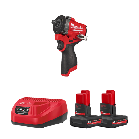 Milwaukee Boulonneuse compacte ½ 12V M12 FCIWF12G3-502X + 2 batteries 12V HB 5 Ah + Chargeur C12C