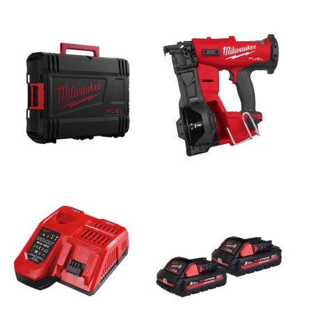 Milwaukee Cloueur de charpente 18V M18 FRCN45-0X + 2 batteries 18V 3 Ah + chargeur M12-18 FC