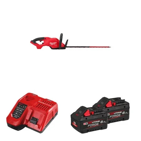 Milwaukee Taille haie 18V M18 FHET60G2-0 + 2 batteries Forge 18V 8 Ah + 1 Chargeur M12-18FC