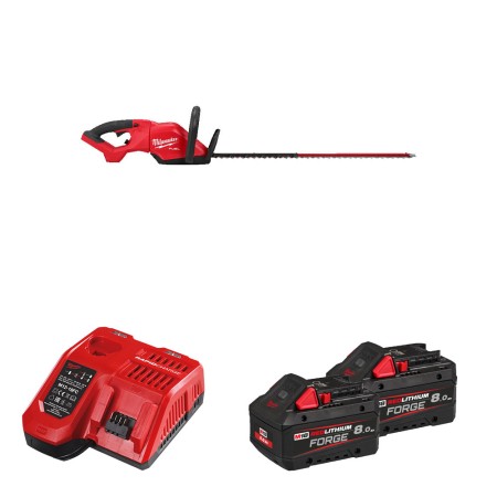 Milwaukee Taille haie 18V M18 FHET75G2-802 + 2 batteries Forge 18V 8 Ah + 1 Chargeur M12-18FC